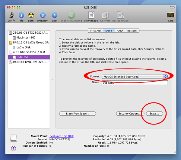 how to format a usb drive for mac os x